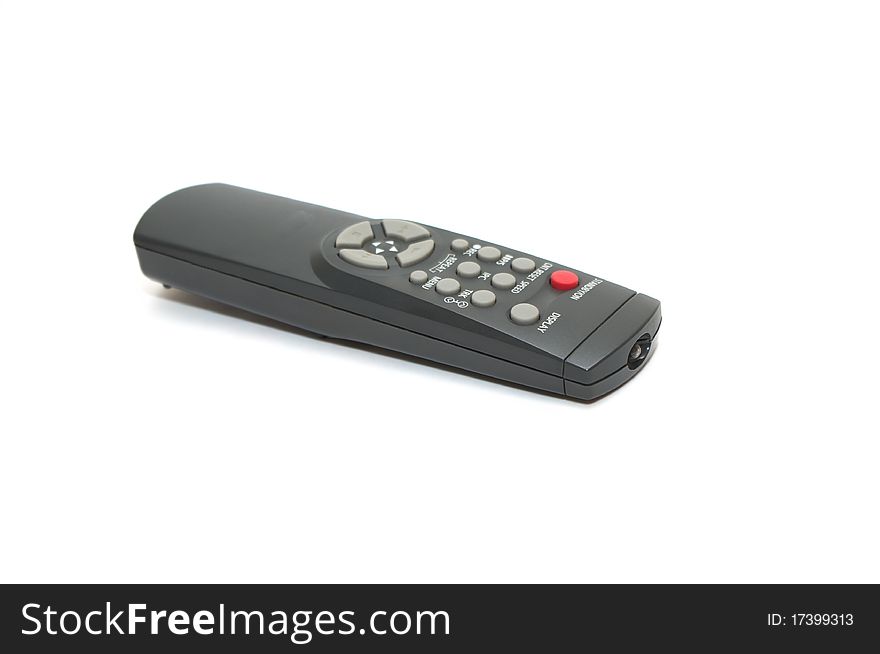 Photo of the remote control with lens on white background