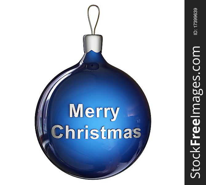 Christmas blue ball with congratulations. Christmas blue ball with congratulations