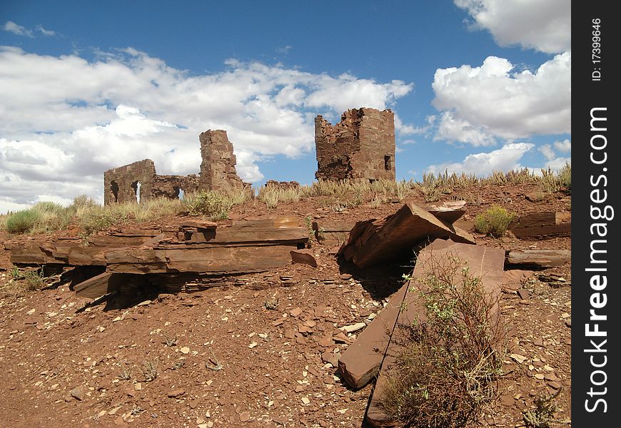 The ruins of a old Mission School, 1-2 hundred years old, in Arizona, on a beautiful day