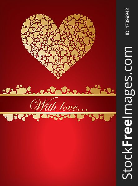 Nice card with golden hearts.