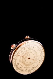 Retro Round Slide-rule With Scratched Glass Royalty Free Stock Photography