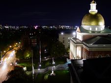 Massachusetts Statehouse At Night Royalty Free Stock Image