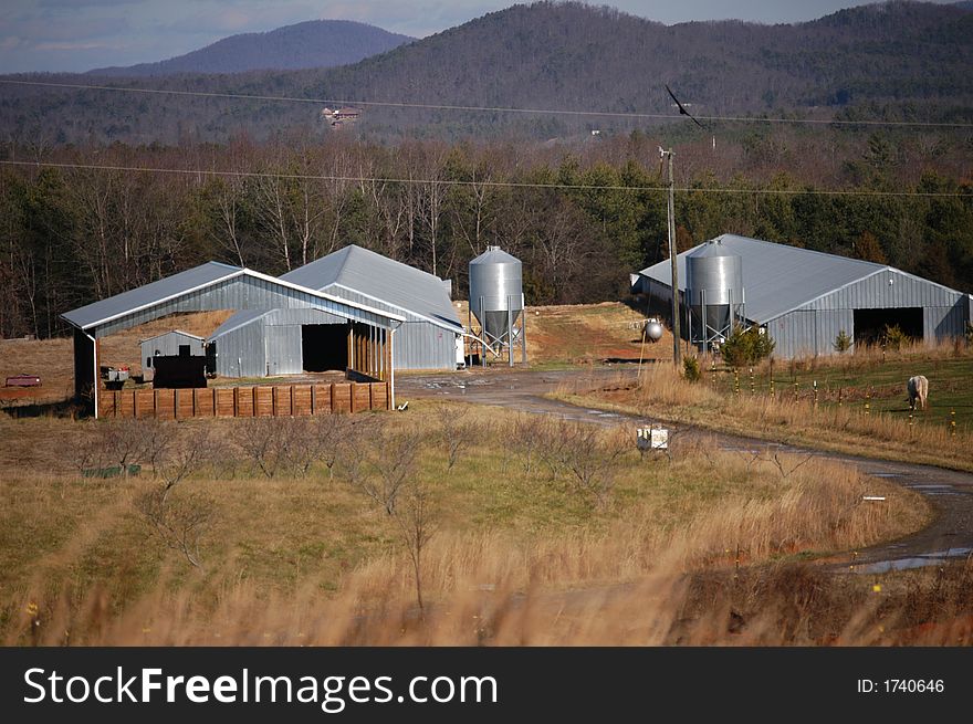 Farmland in rural North Carolina with a barn on the meadow. Farmland in rural North Carolina with a barn on the meadow