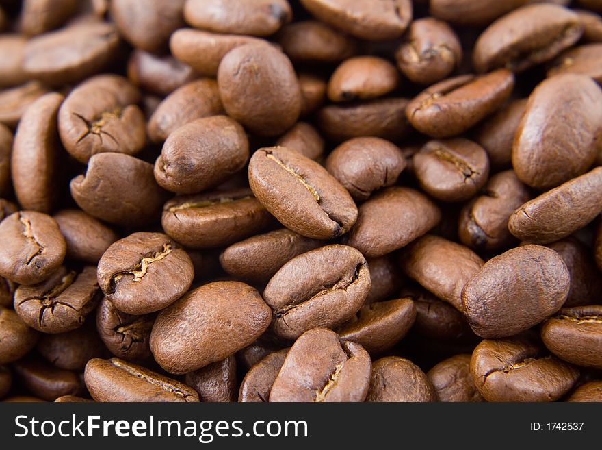Coffee beans, close-up, blurred, colombian coffee bean. Coffee beans, close-up, blurred, colombian coffee bean