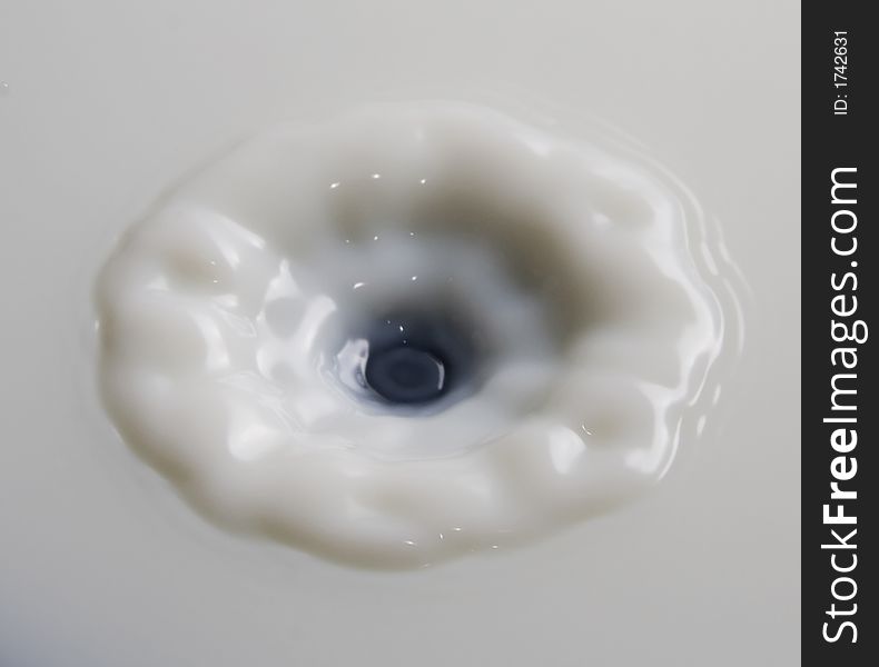 Flower-shaped waves obtained when a small drop of milk hits a shallow layer of milk over a black plate. Flower-shaped waves obtained when a small drop of milk hits a shallow layer of milk over a black plate