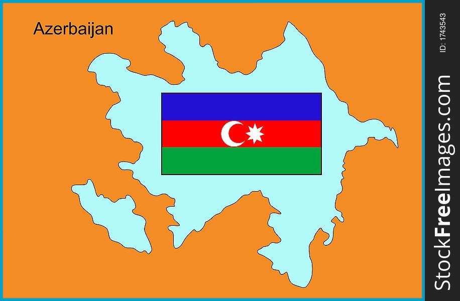 Vector map and flag of Europe country Azerbaijan