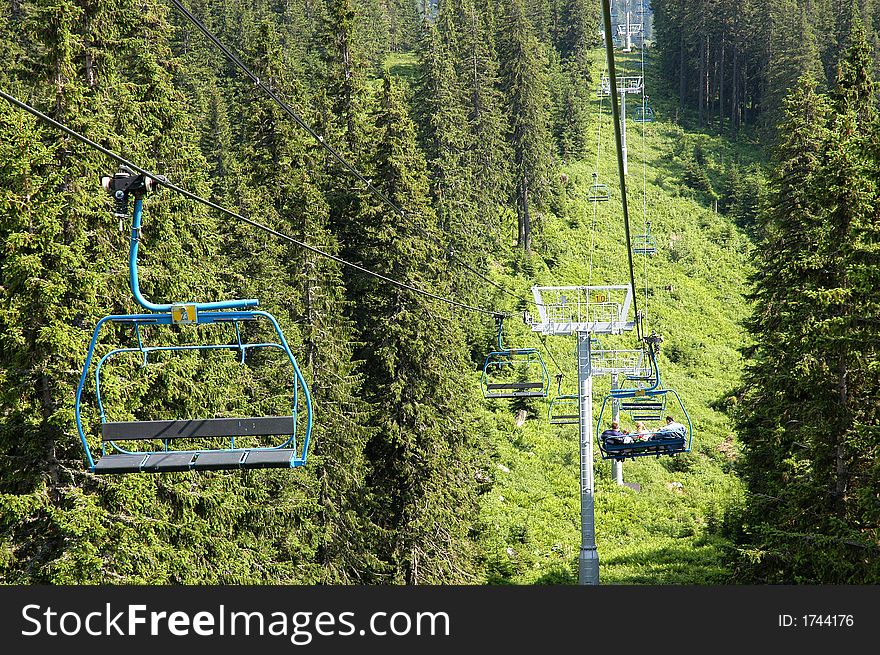 A chair lift in Tatra mountains. A chair lift in Tatra mountains