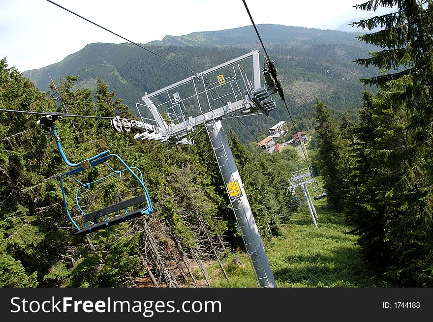 A chair lift in Tatra mountains. A chair lift in Tatra mountains