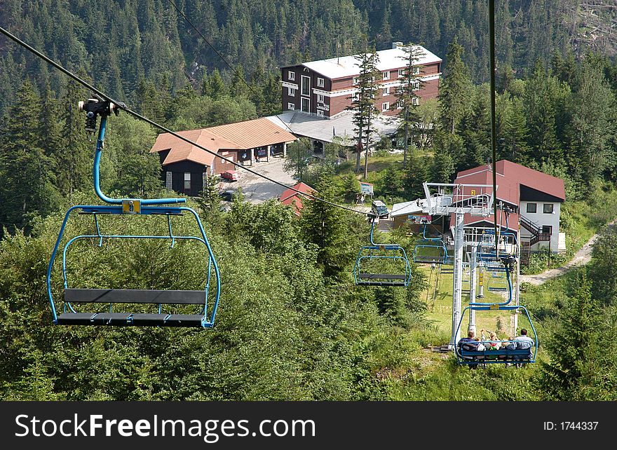 A chair lift in Tatra mountains. A chair lift in Tatra mountains