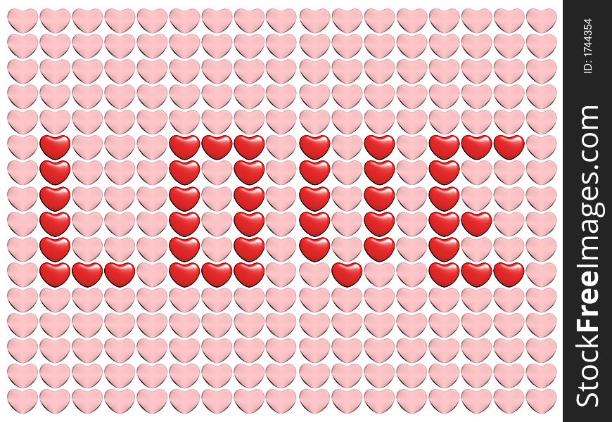 Many hearts with word Love from hearts