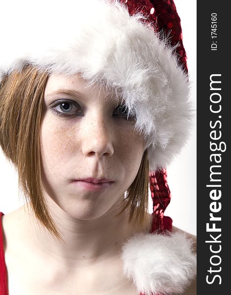 Girl posing for Christmas card photos