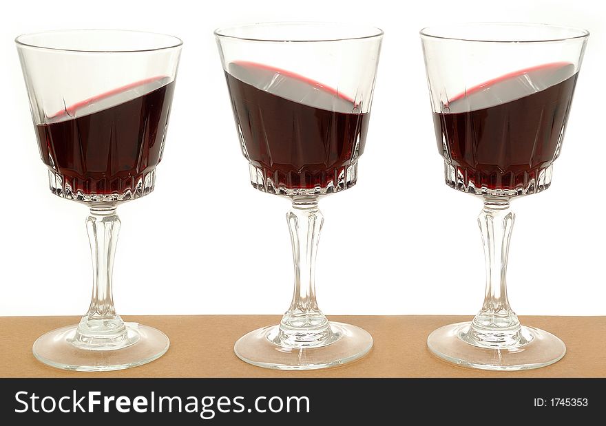 Three wineglasses and gravity