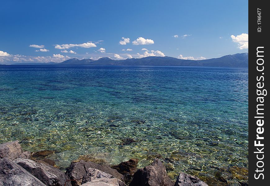 Sea view on a sunny day at Adriatic coast