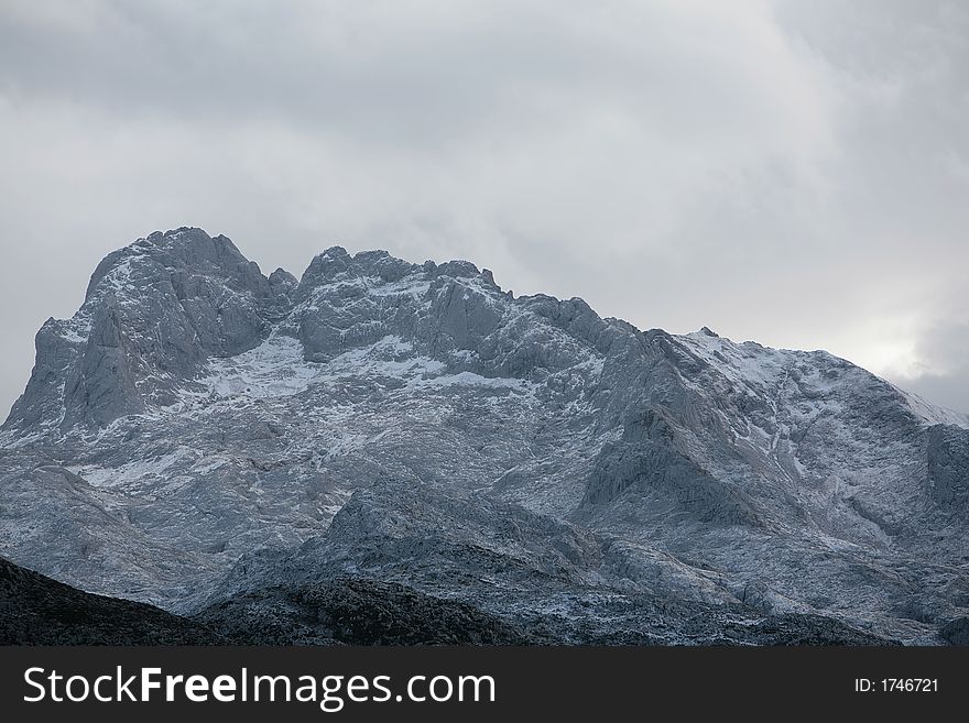 Picos da europa mountain with snow
