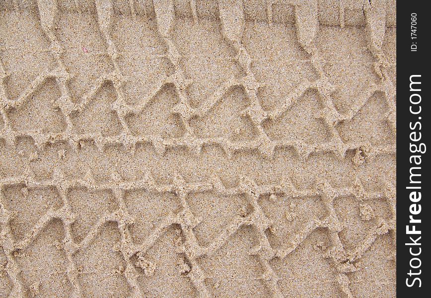 The Tracks left by a car on the beach