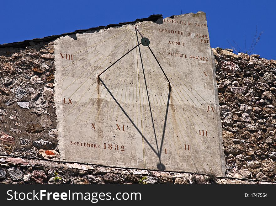 A sundial in Villefranche sur Conflent, France.