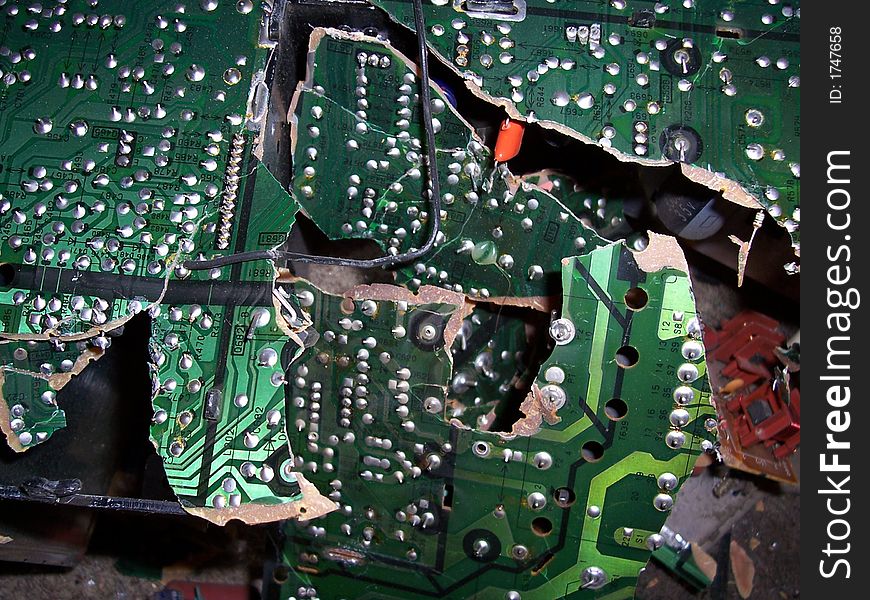 Close-up photo of Broken circuitry