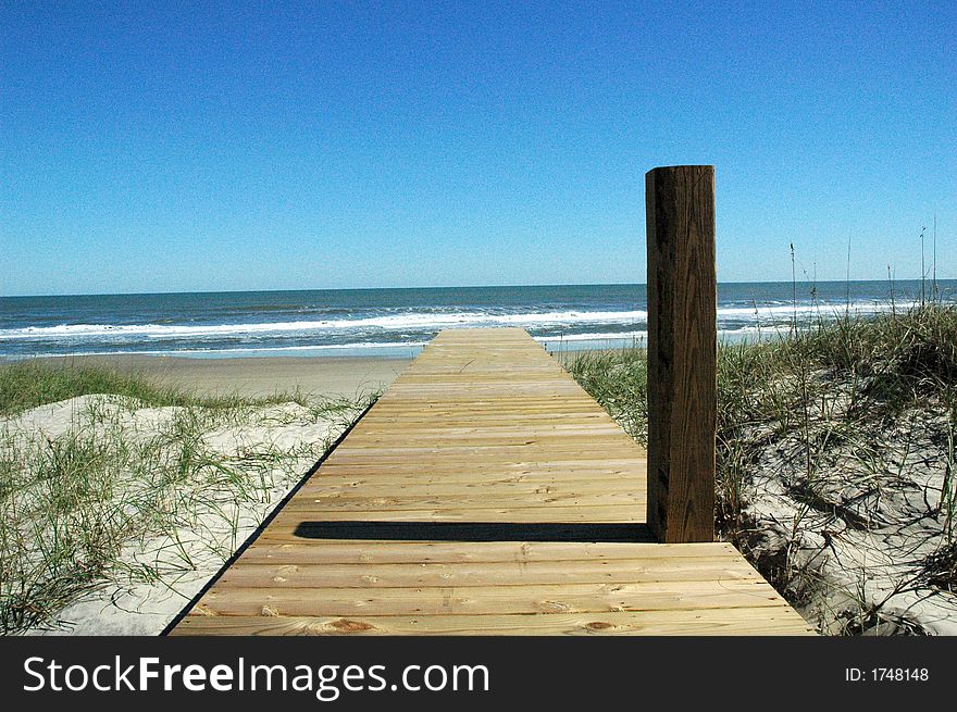 A new walkway to the beach being built on North Carolina's outer banks 4x4 beach. A new walkway to the beach being built on North Carolina's outer banks 4x4 beach.