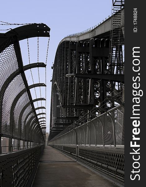 Empty Sydney Harbor Bridge Walkway, Early Morning, Australia