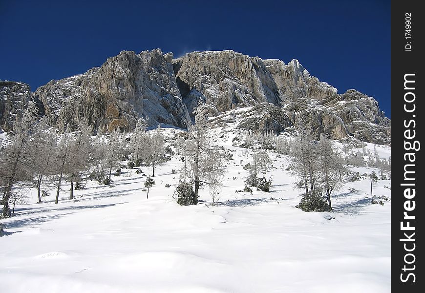 Mountain landscape in winter time, a lot of snow. Mountain landscape in winter time, a lot of snow.