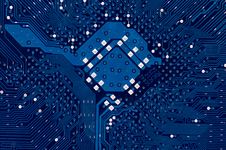 Computer Circuit Board In Blue Royalty Free Stock Image