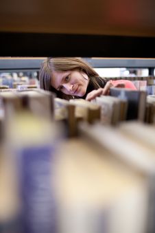 College Student In A Library Stock Photo College Student In A Library Stock Photo