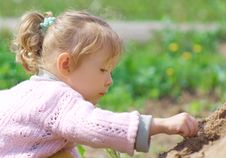 Little Girl Playing With Sand Stock Image Little Girl Playing With Sand Stock Image