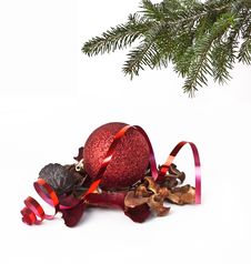 Christmas Ball And Christmas Tree Stock Photo Christmas Ball And Christmas Tree Stock Photo