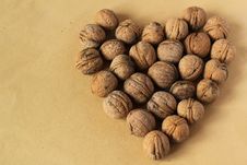 Nuts In The Shape Of A Heart Royalty Free Stock Photography