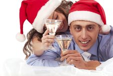 Lovely Couple Holding The Champagne Glasses Stock Image Lovely Couple Holding The Champagne Glasses Stock Image