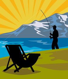 Fly Fisherman Fishing Chair Stock Image Fly Fisherman Fishing Chair Stock Image