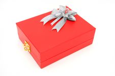 Red Box With Silver Bow Stock Image Red Box With Silver Bow Stock Image