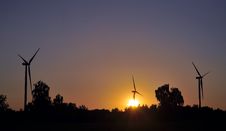 Wind Turbine During Sunset Royalty Free Stock Photos