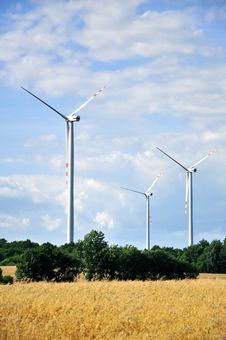 Wheat Field And Wind Turbines Stock Photo Wheat Field And Wind Turbines Stock Photo