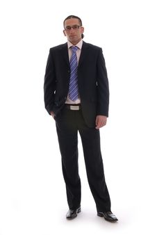 Business Man Isolated Against White Stock Image