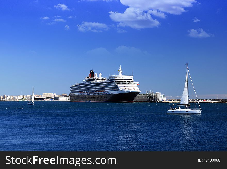 Luxury cruise tied up in Alicante