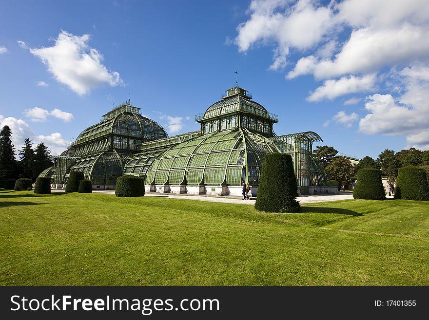 Daylight image of the famous greenhouse (so called palmenhaus) of Schoenbrunn (so called SchÃ¶nbrunn )of Vienna, Austria. Daylight image of the famous greenhouse (so called palmenhaus) of Schoenbrunn (so called SchÃ¶nbrunn )of Vienna, Austria.