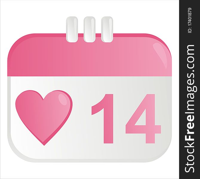 St. valentine's day calendar icon with heart