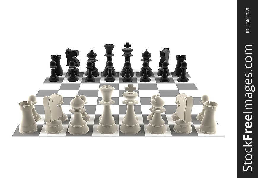 A set of chess pieces - black & white
