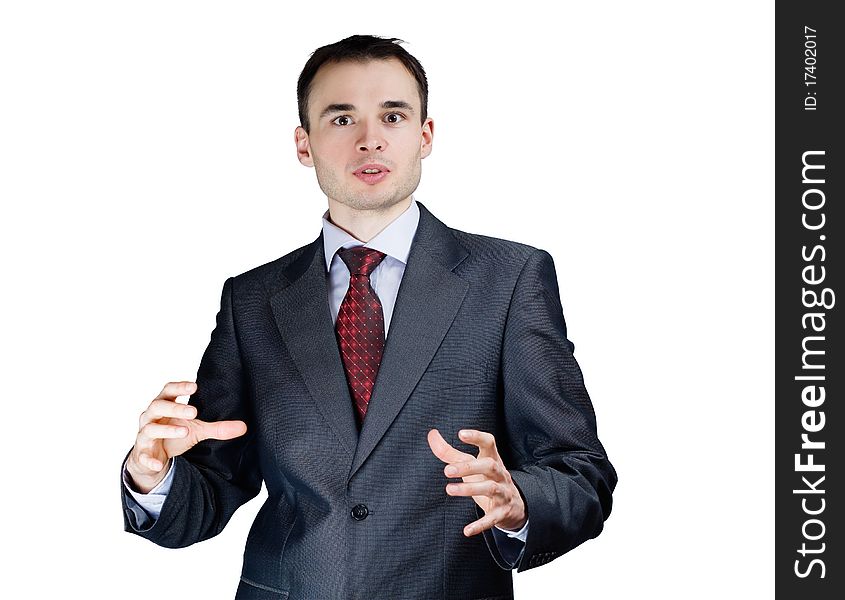 Portrait of a young businessman isolated on a white background