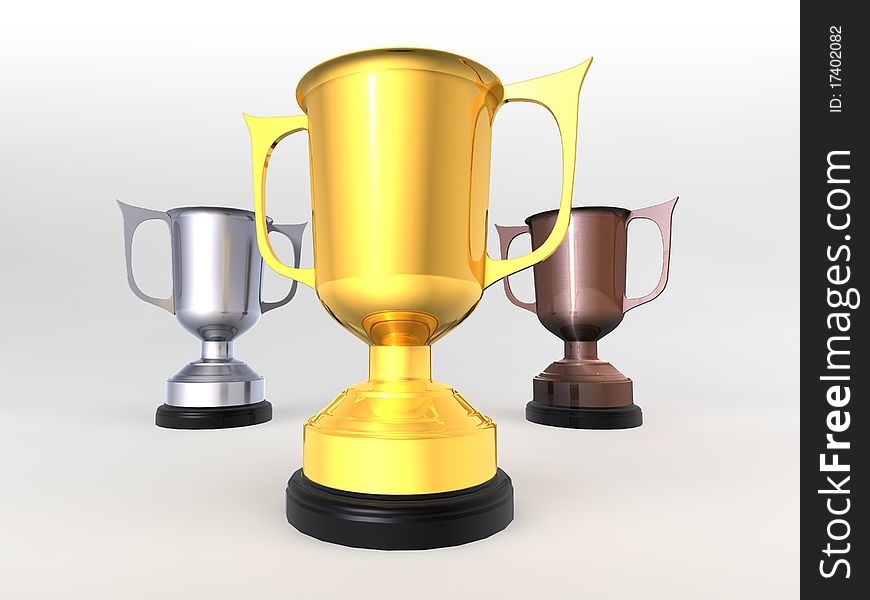 Gold, silver and bronze trophies