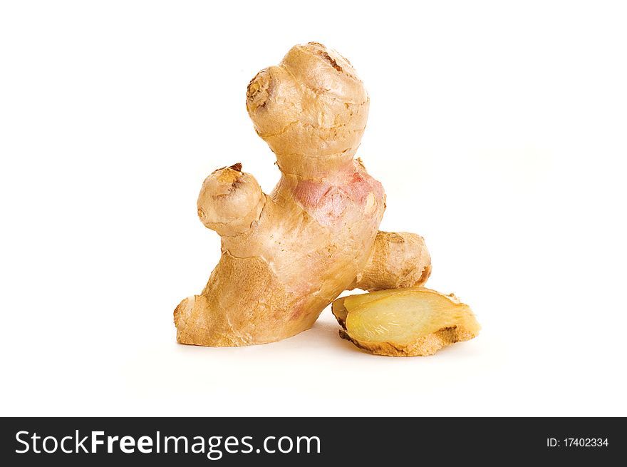 Root ginger isolated on white background