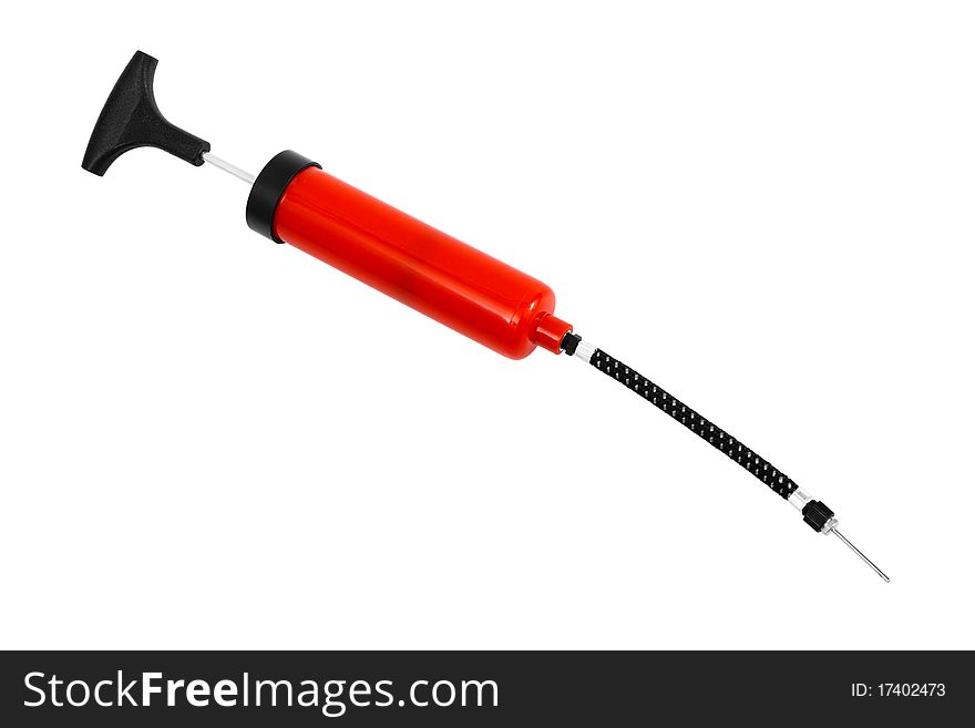 Red air pump on a white background