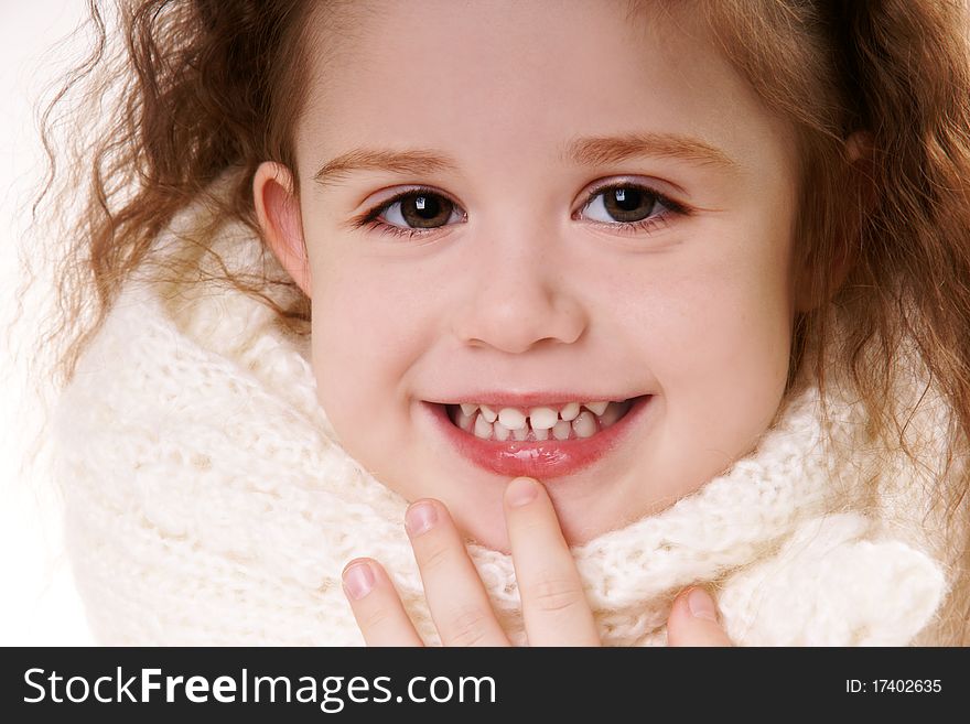 Close-up portrait ï¿½ happy smiling little girl, studio shot. Close-up portrait ï¿½ happy smiling little girl, studio shot