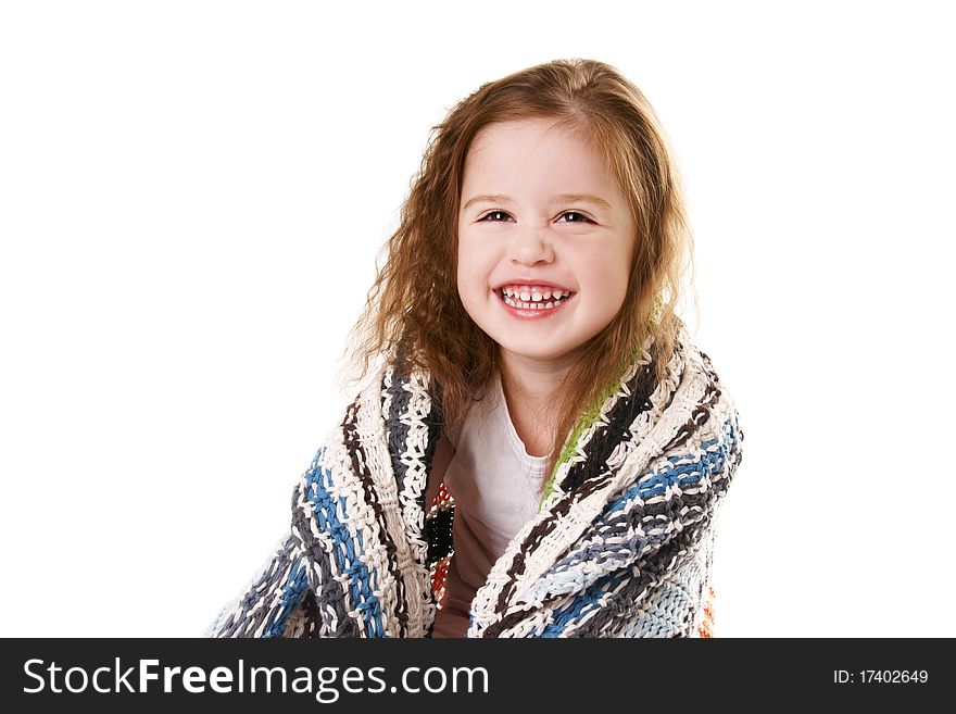 Portrait of happy joyful little girl isolated on white background. Portrait of happy joyful little girl isolated on white background