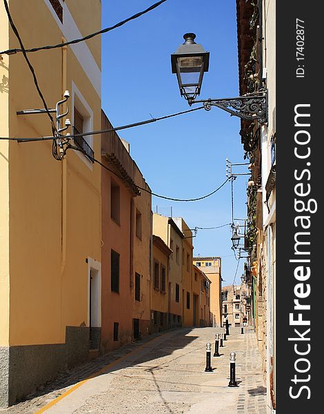 Medieval town street, Catalonia, Spain