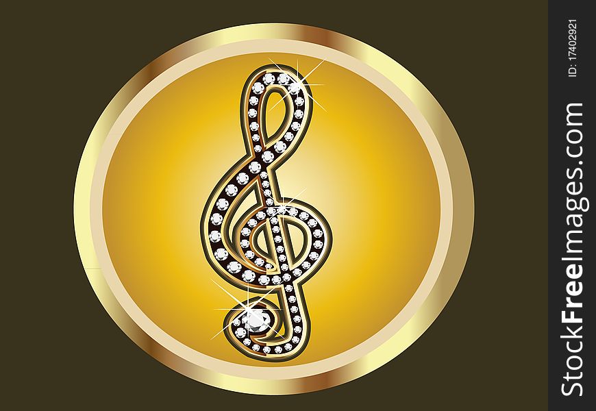 Musical Note in gold with diamonds