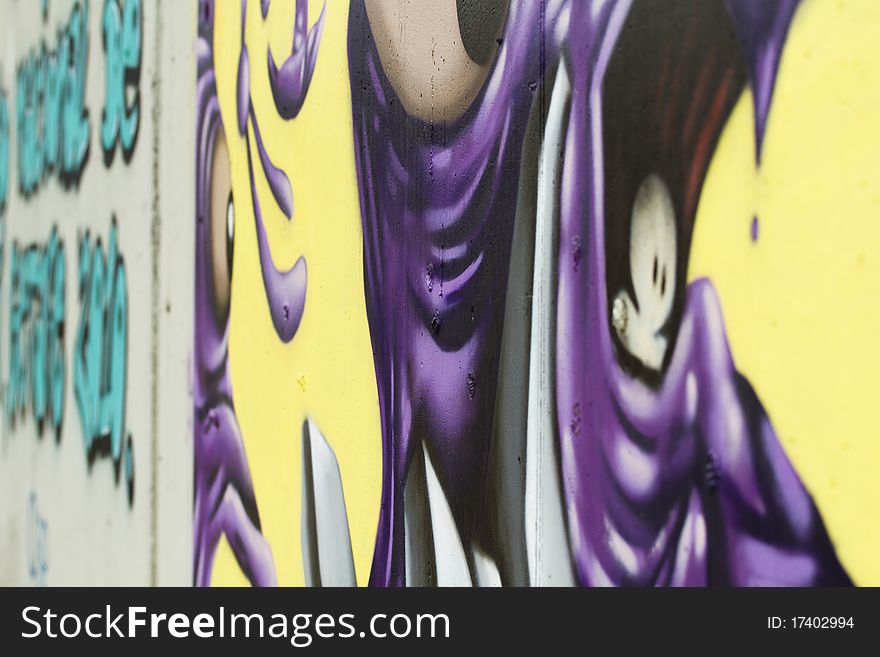 Street Art, Segment Of An Urban Grafitti On Wall
