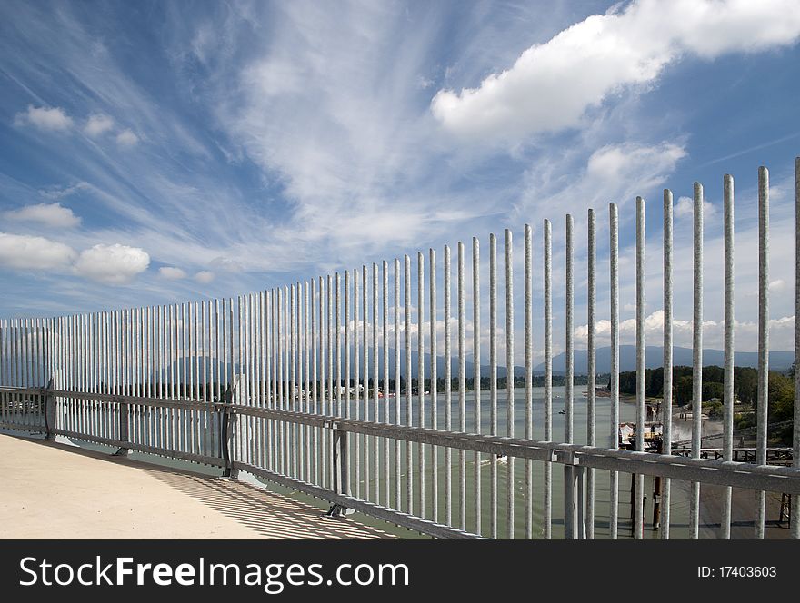 Safety fence on the side of the bridge