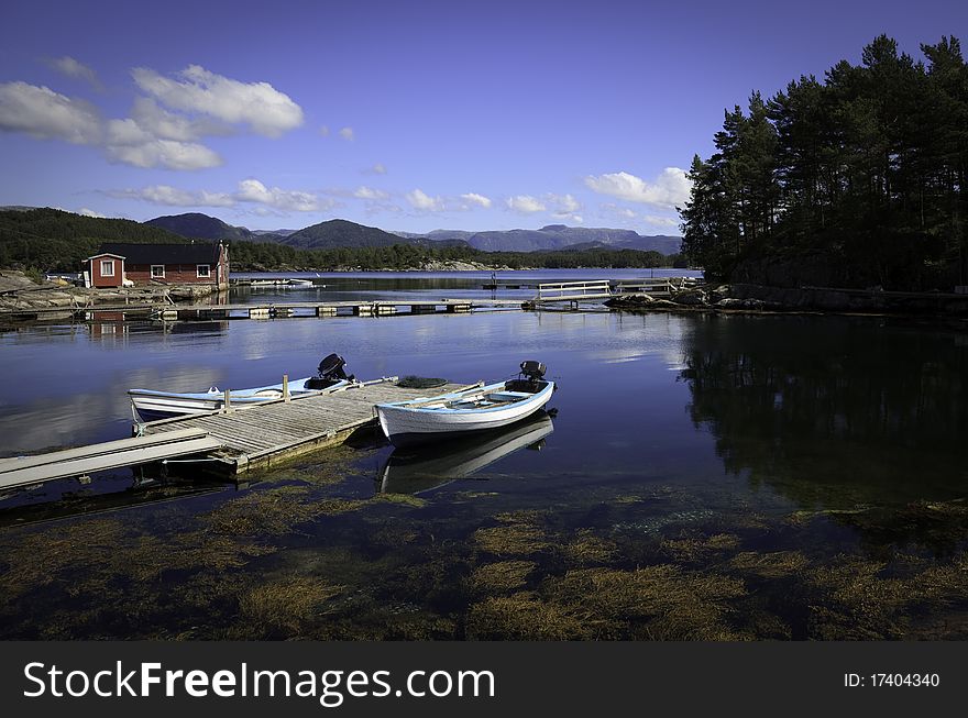 Beautifull Norway, Bay  With Boats And Pier